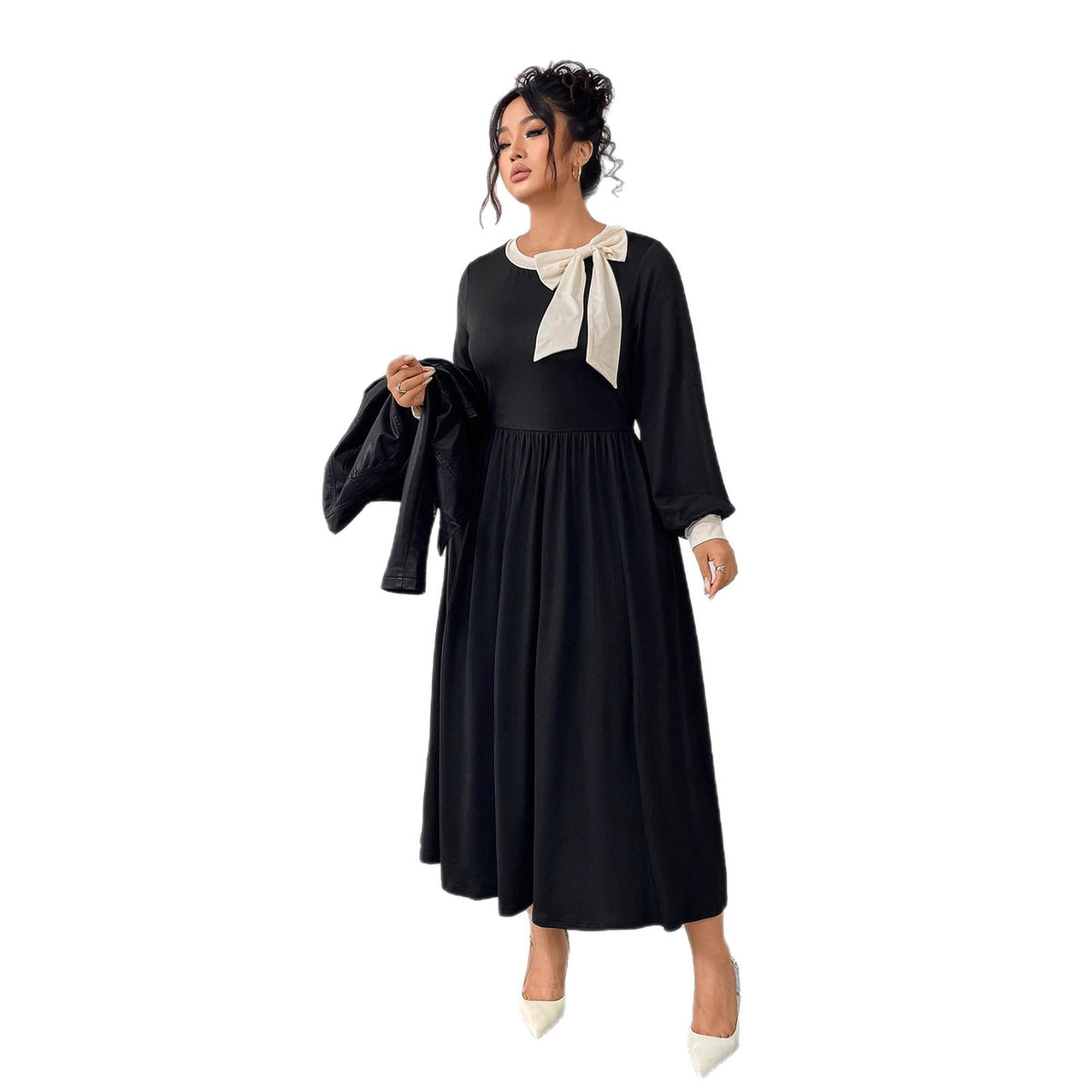 Womens Retro Bow Detail Spandex Dress