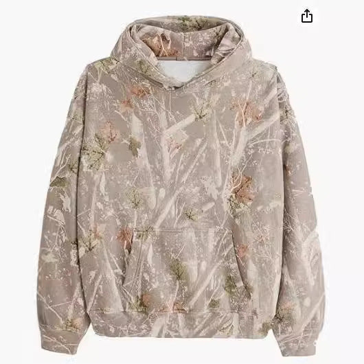 Oversized wollen hoodie met lange mouwen en print
