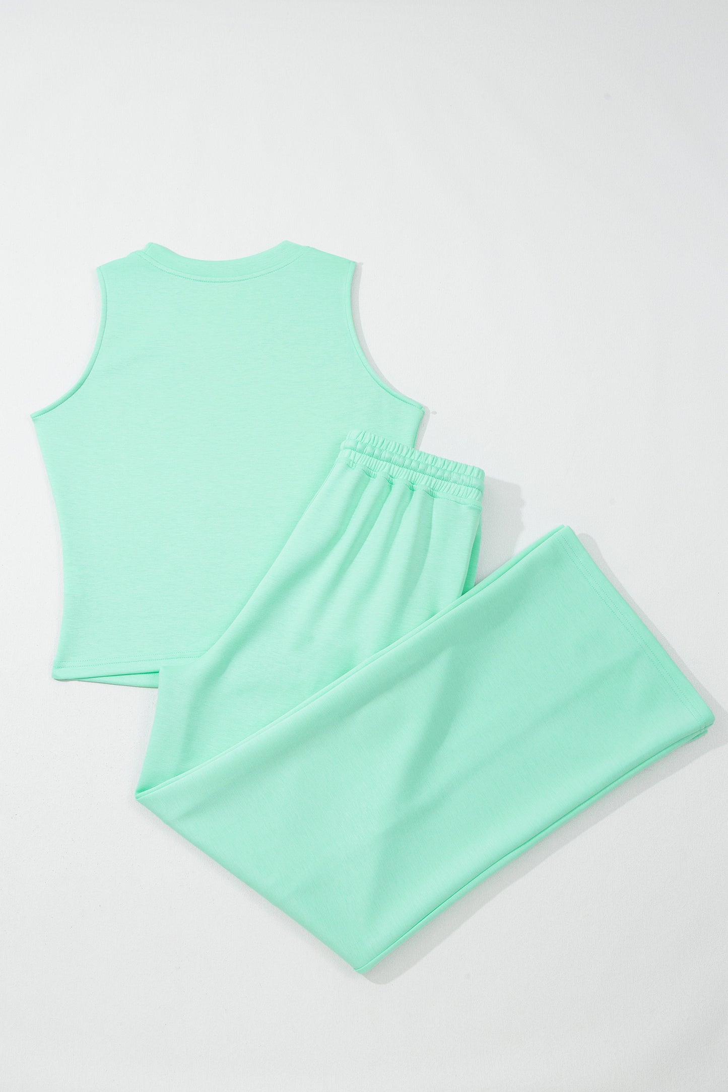 Moonlight Jade tweedelige casual set met elastische tailleband en trekkoord