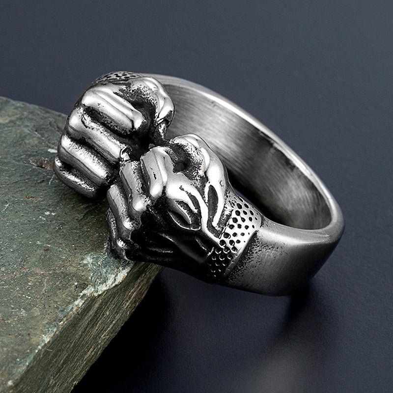 Stainless Steel Fist Retro Ring for Men