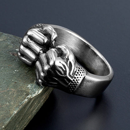 Stainless Steel Fist Retro Ring for Men