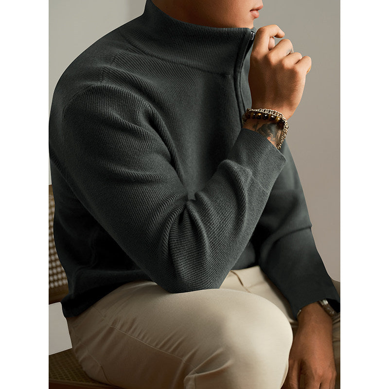 Half-Zip Wool Blend Cardigan Sweater