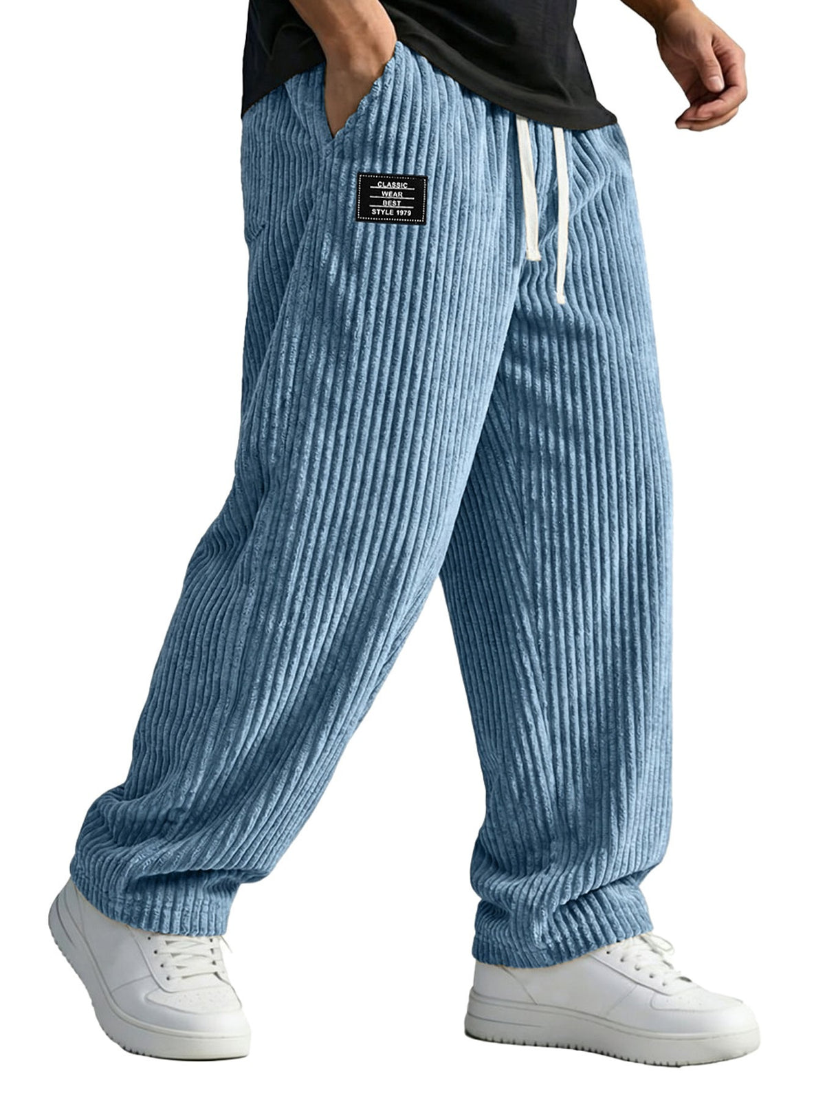 Mens Embroidered Straight Leg Casual Pants