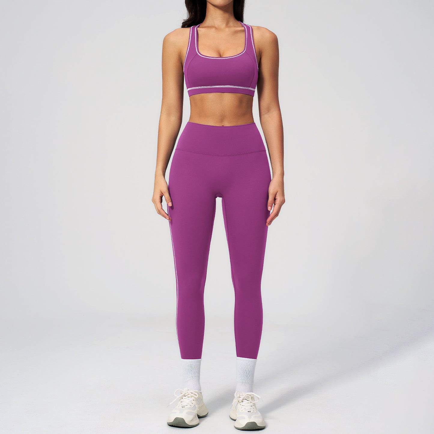 Dames 3-delige yogapakset van geborstelde stof met ritssluiting