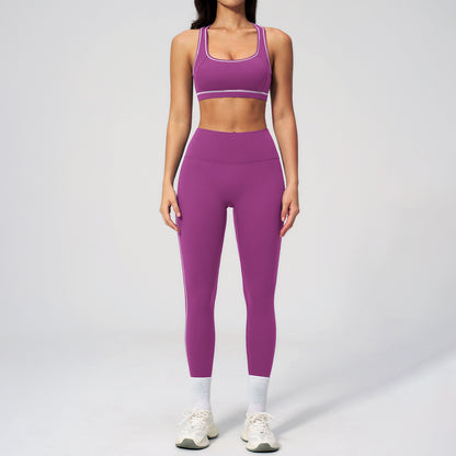 Dames 3-delige yogapakset van geborstelde stof met ritssluiting