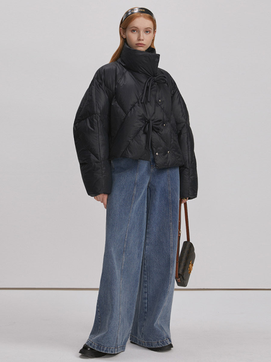 High-end staande kraag eendendons korte jas