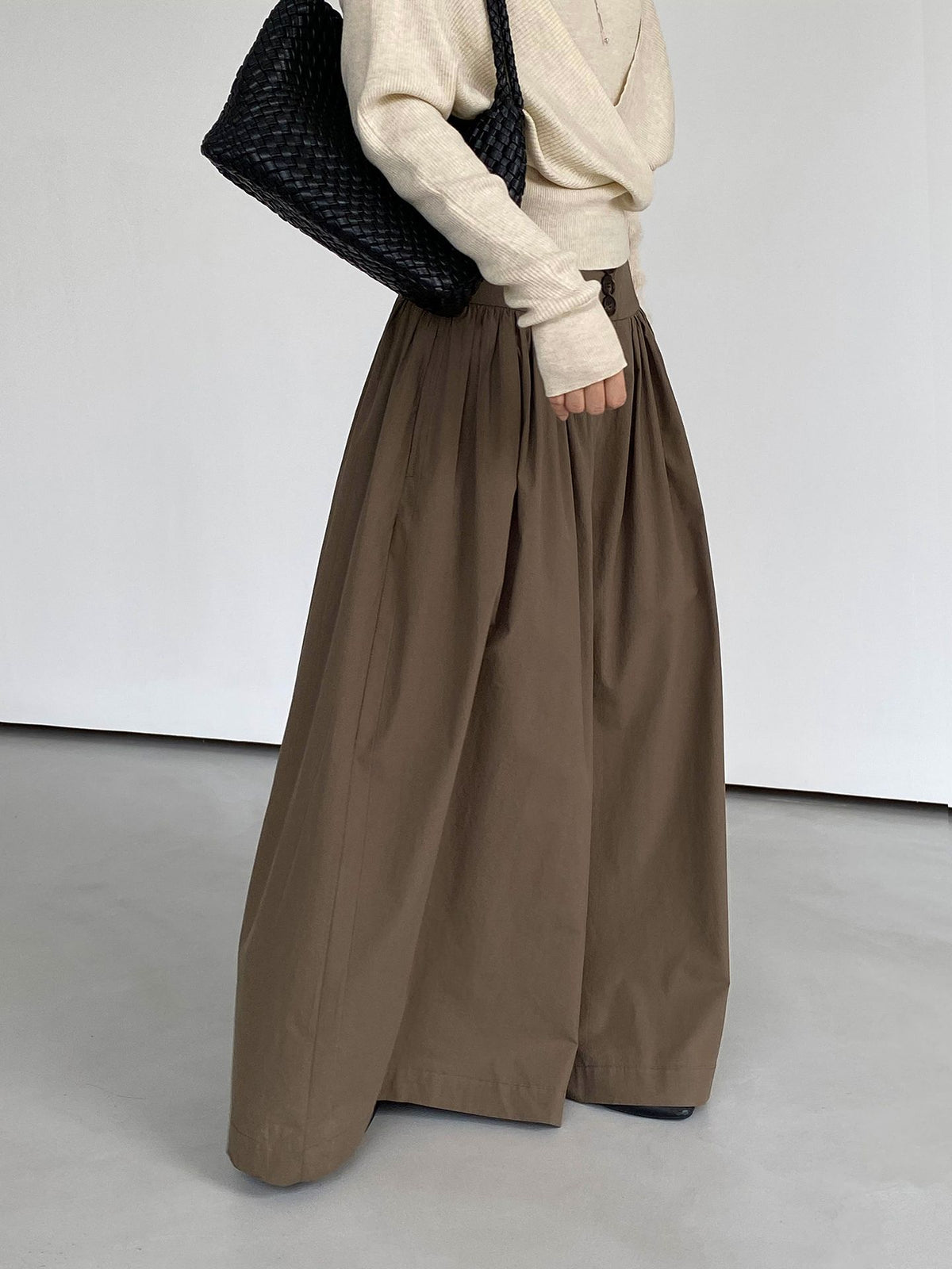 Womens High Waist Wide Leg Cotton Pants