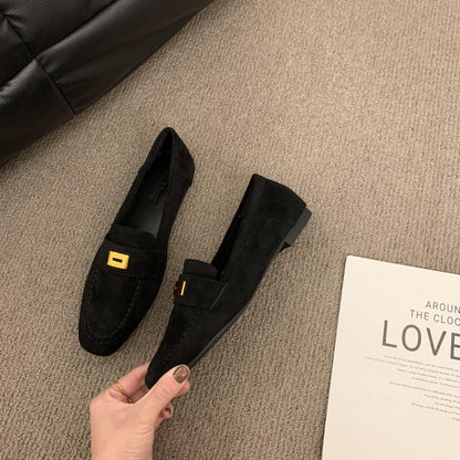 Womens Suede Slip-On Loafers