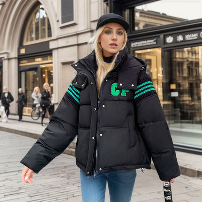 Dames kort oversized pufferjas met capuchon