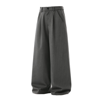 Men's Vintage Striped Drapey Loose Casual Straight-Leg Trousers