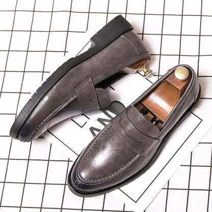 Mens Pointed Toe Leather Slip On Shoes