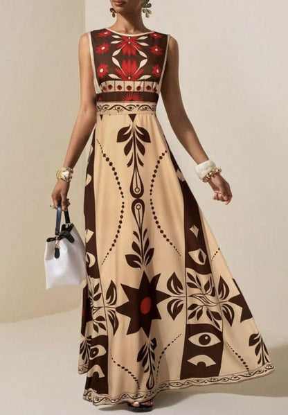 Printed Bohemian Sleeveless Long Dress