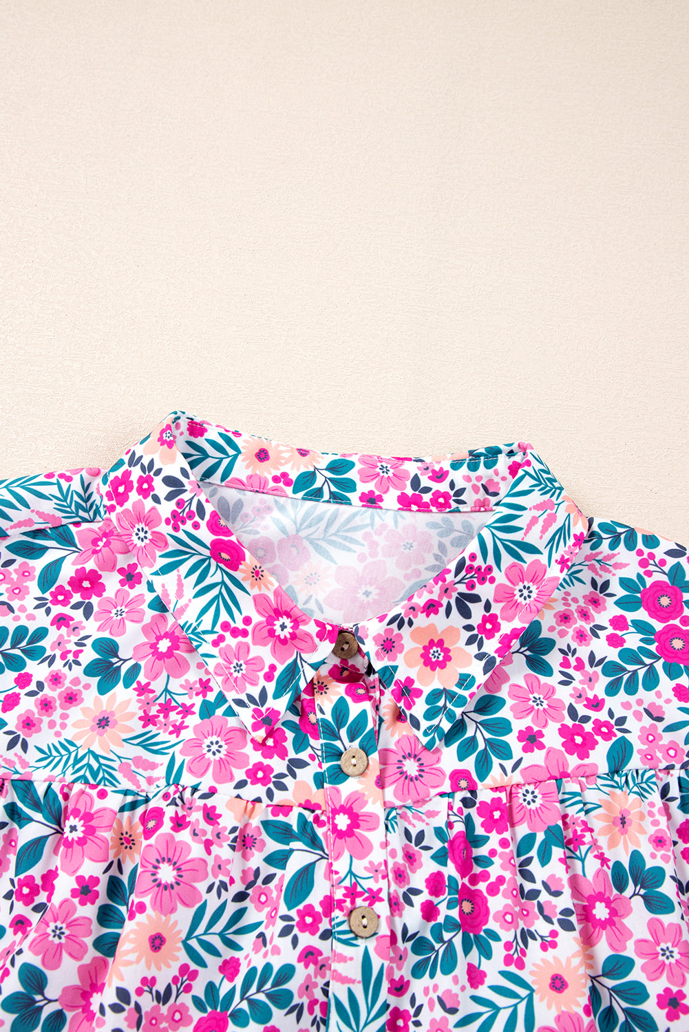 Roze A-lijn jurk met bloemenprint en halve knoopjes plus size