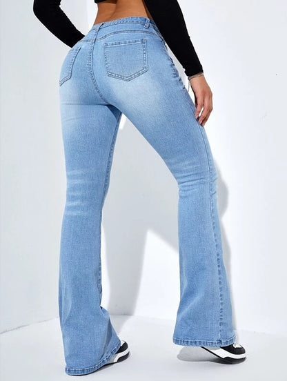 Dames slim-fit jeans met uitlopende pijpen