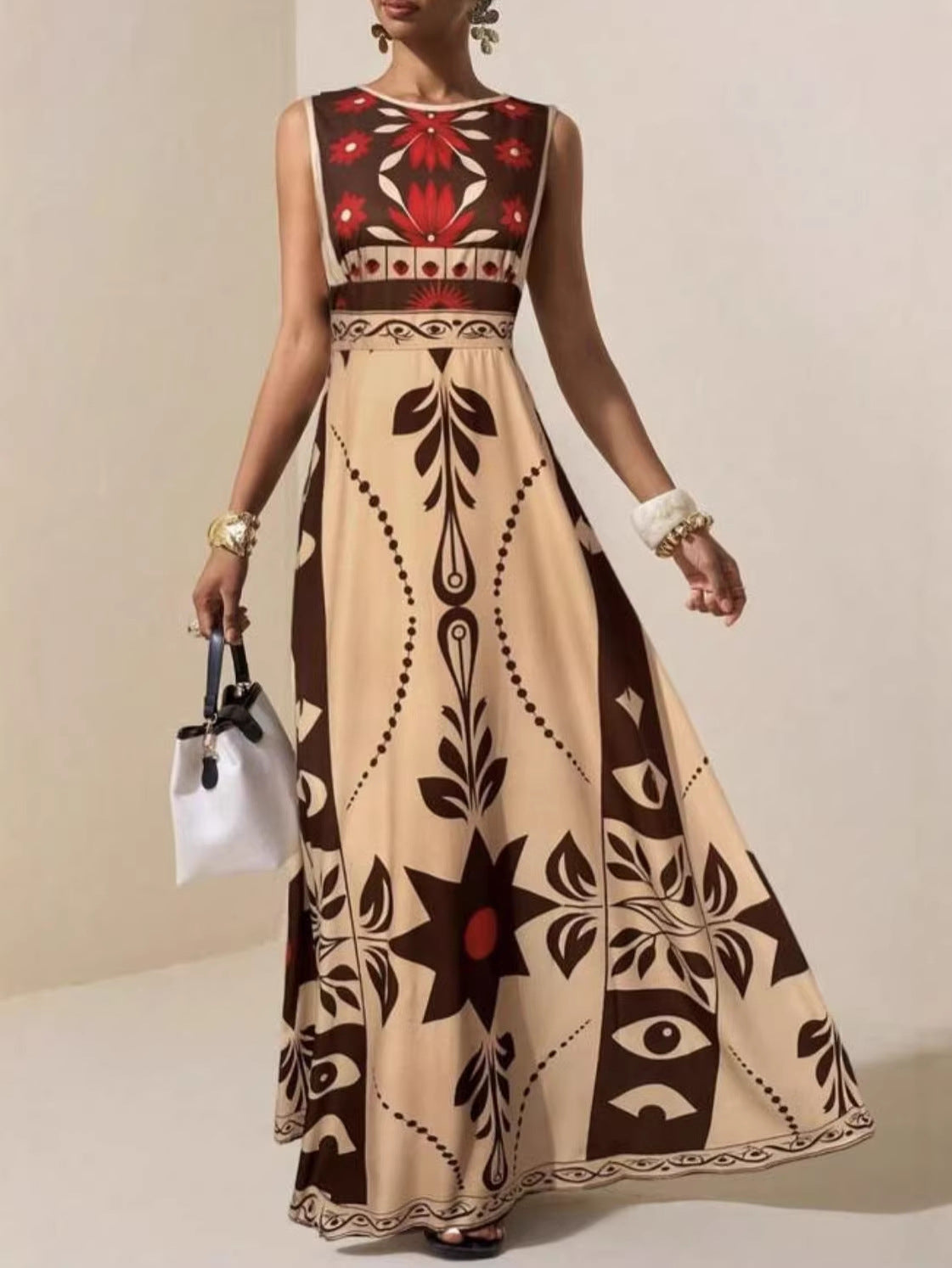 Printed Bohemian Sleeveless Long Dress