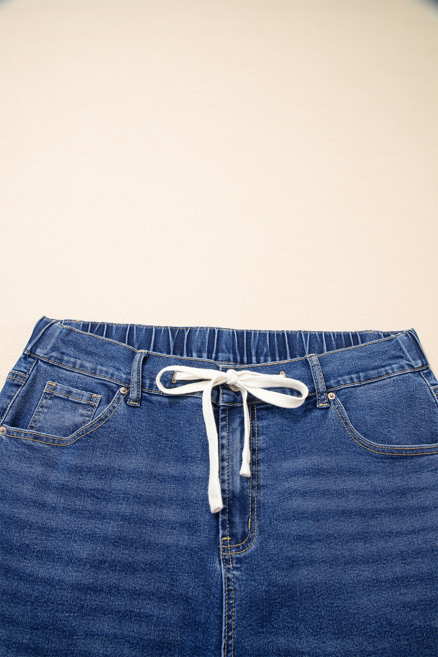 Jeans met acid wash-effect en vetersluiting plus size