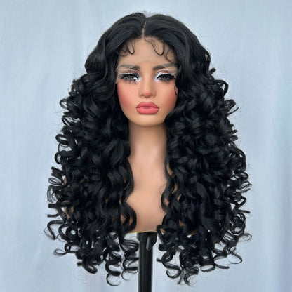 Golden Curly Lace Front Synthetic Wig 24 Inch