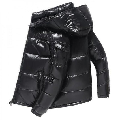 Men's Shiny Short Down Jacket White Goose Down Fill