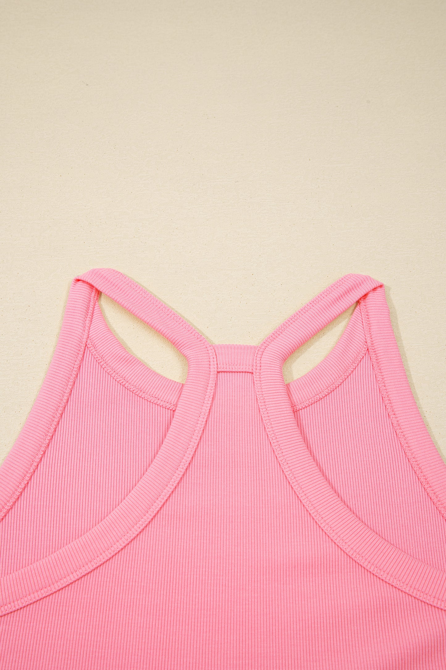 Geribde slim-fit tanktop en minirok met elastische taille 2-delige set