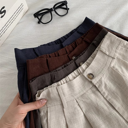 Women's Washed Vintage Linen Cotton Shorts