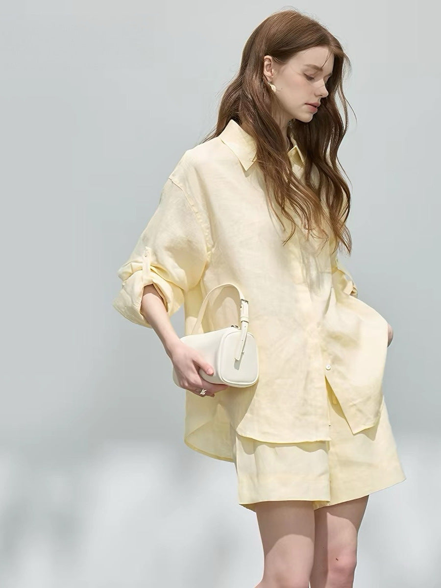 Women's Linen Shirt and Shorts Set