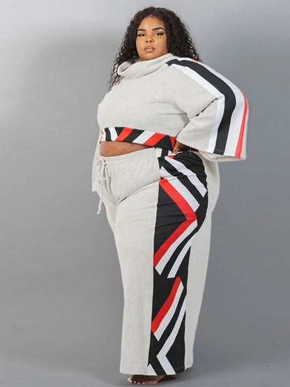 Plus size tweedelig pak met print