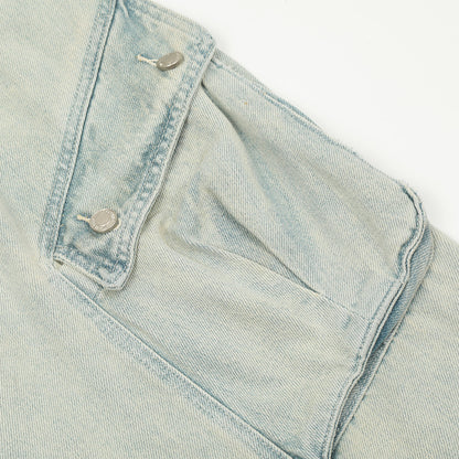 Old washed denim cargo jeans