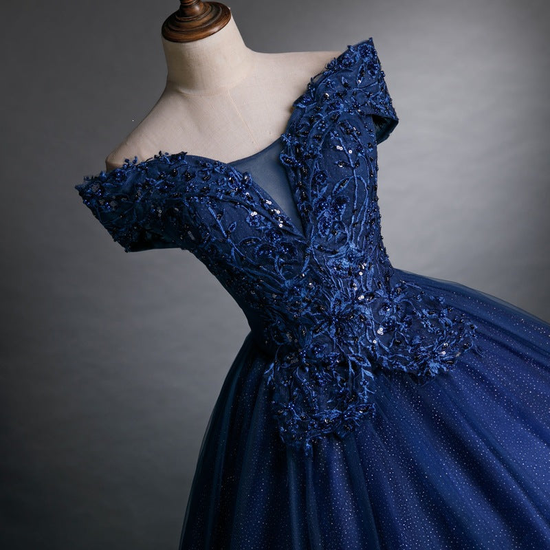 Elegant One-Shoulder Evening Dress with Puffy Skirt