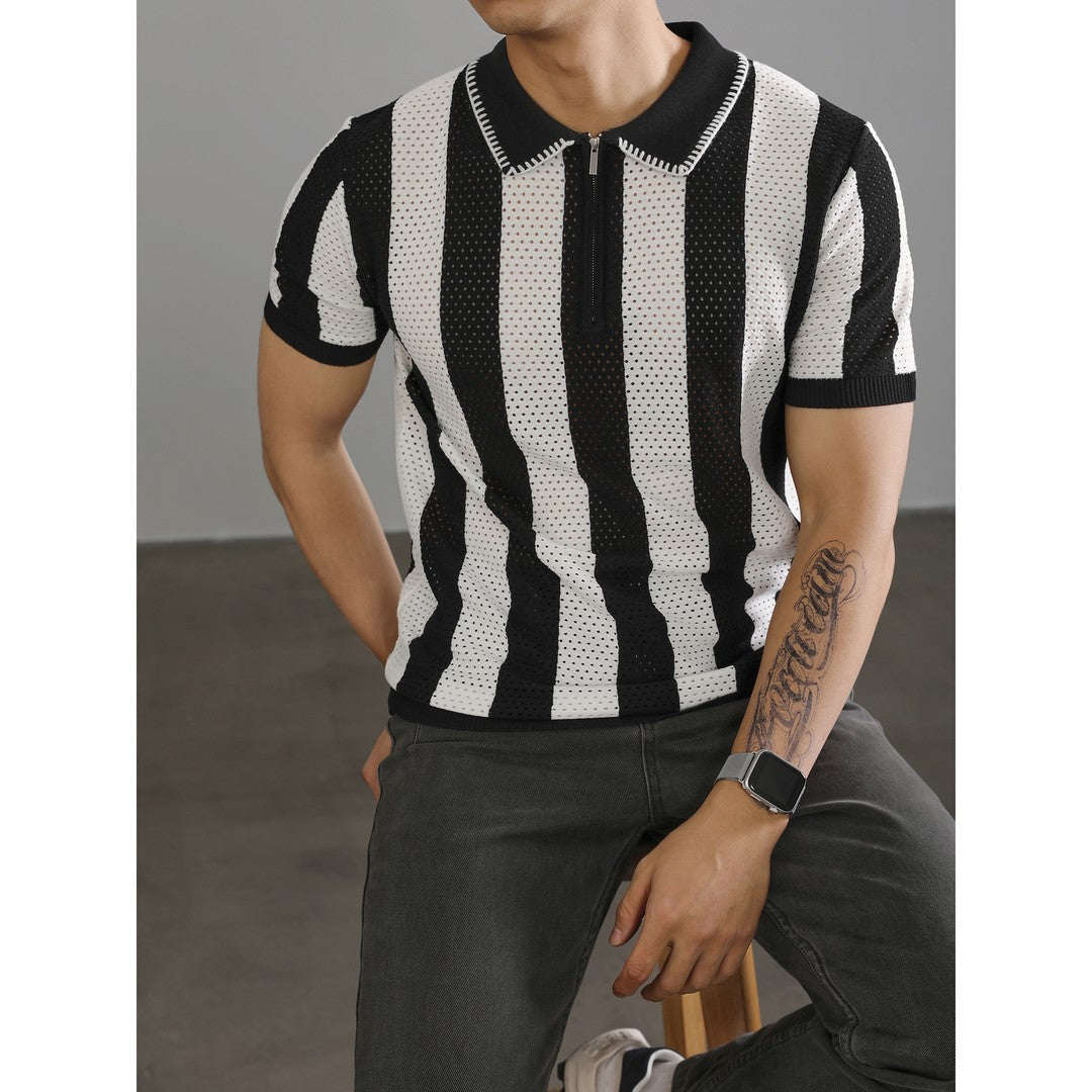 Polo shirt men's summer slim fit casual top with half sleeves
