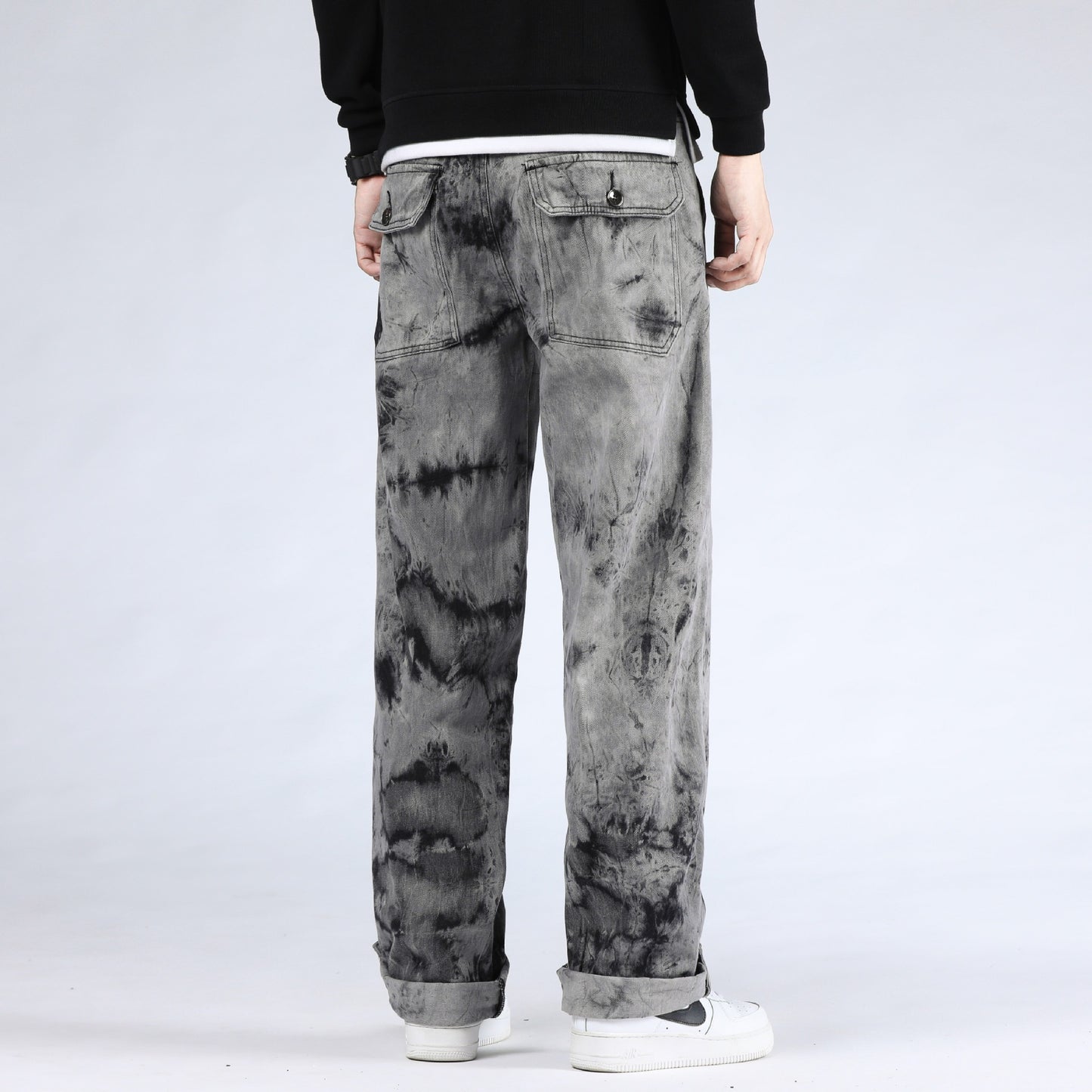 Losse tie-dye skateboard jeans met zakken