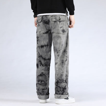 Losse tie-dye skateboard jeans met zakken