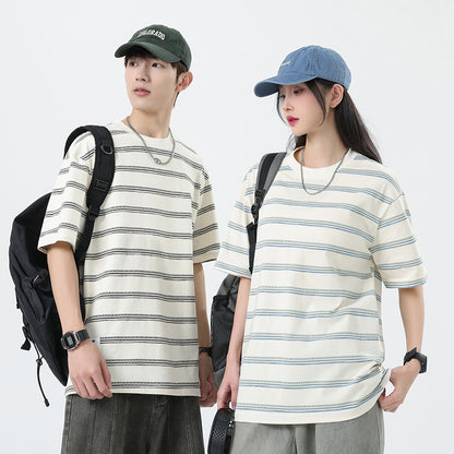 Striped short sleeved loose teenage summer t-shirt