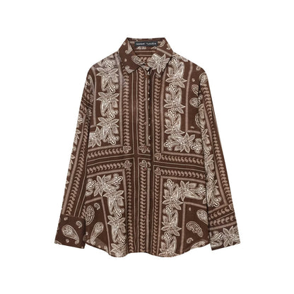 Women's Clothing Printed Vacation Casual Shirt + Long Pants Set