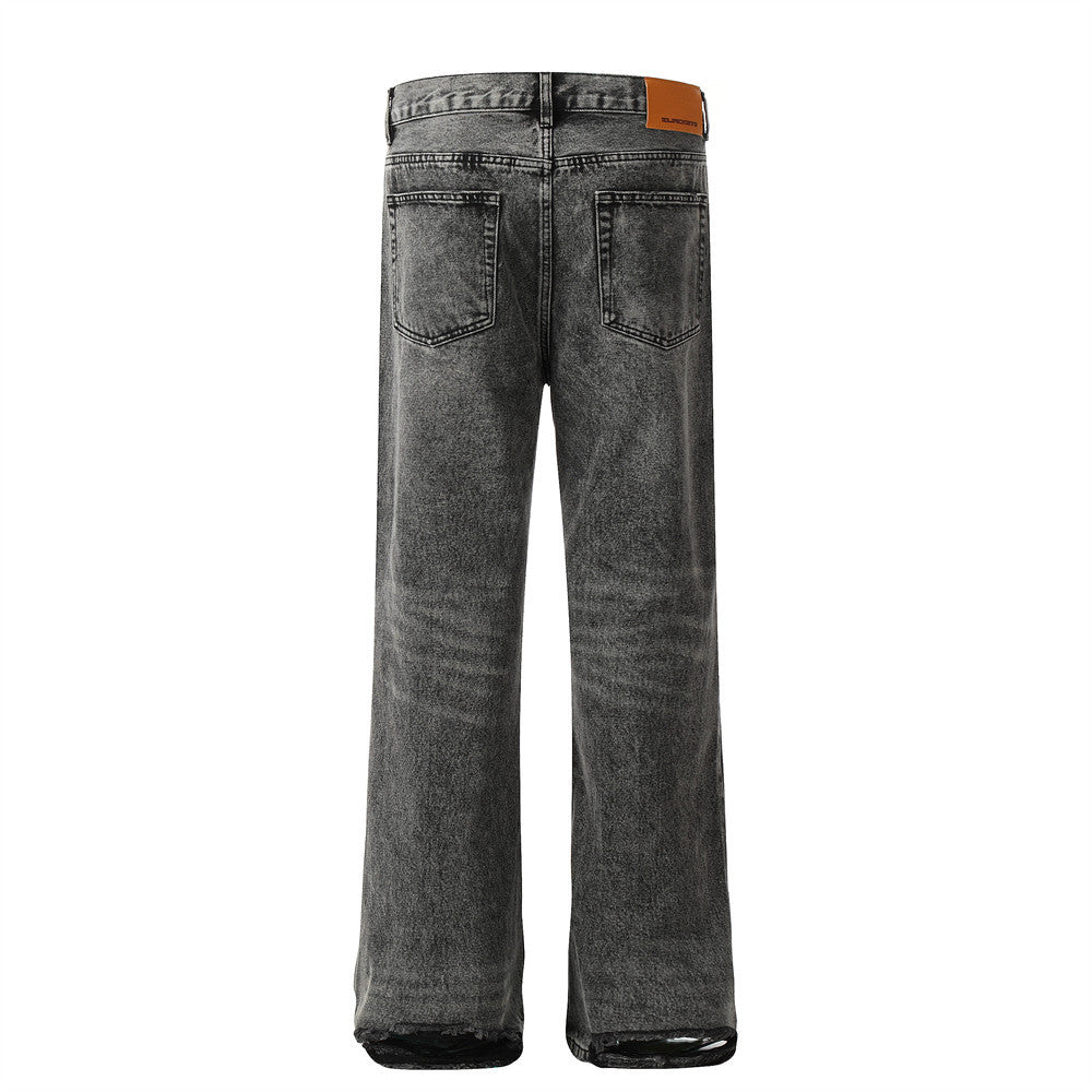 Wash water to make old denim straight leg pants