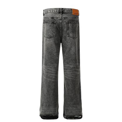 Wash water to make old denim straight leg pants