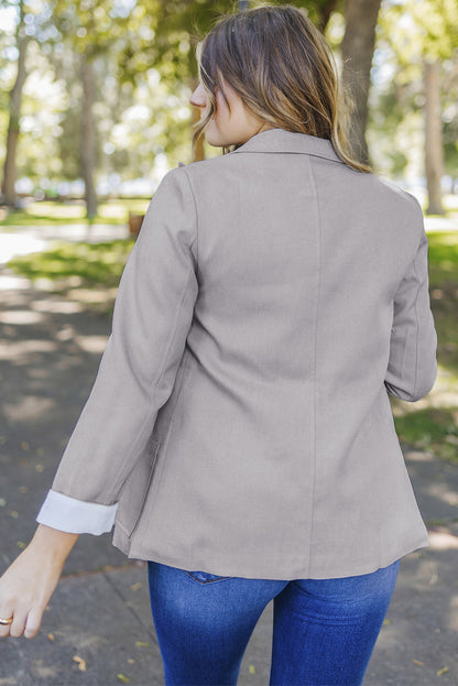 Apricot Buttoned Lapel Collar Blazer with Pocket