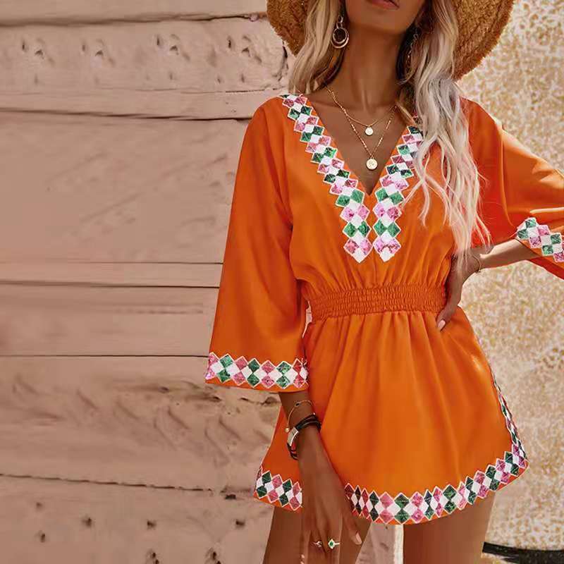 Lady's sequined sun protection beach dress