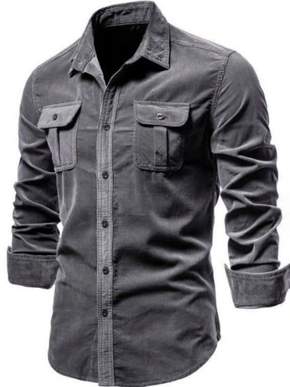 Men's Full Size Collared Neck Button Down Shirt with Chest Pockets Plus Size