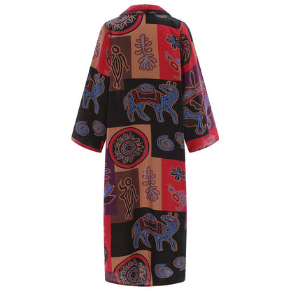 Lange open vest-jas met print