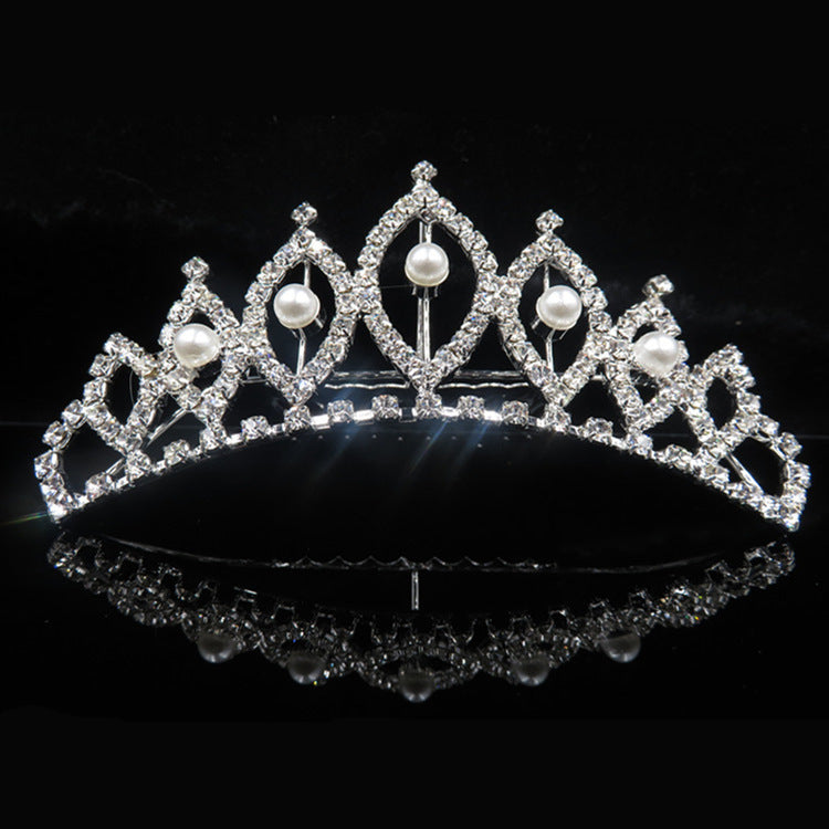 Bruidshaarkam decoratieve tiara-kroon met strass en parels