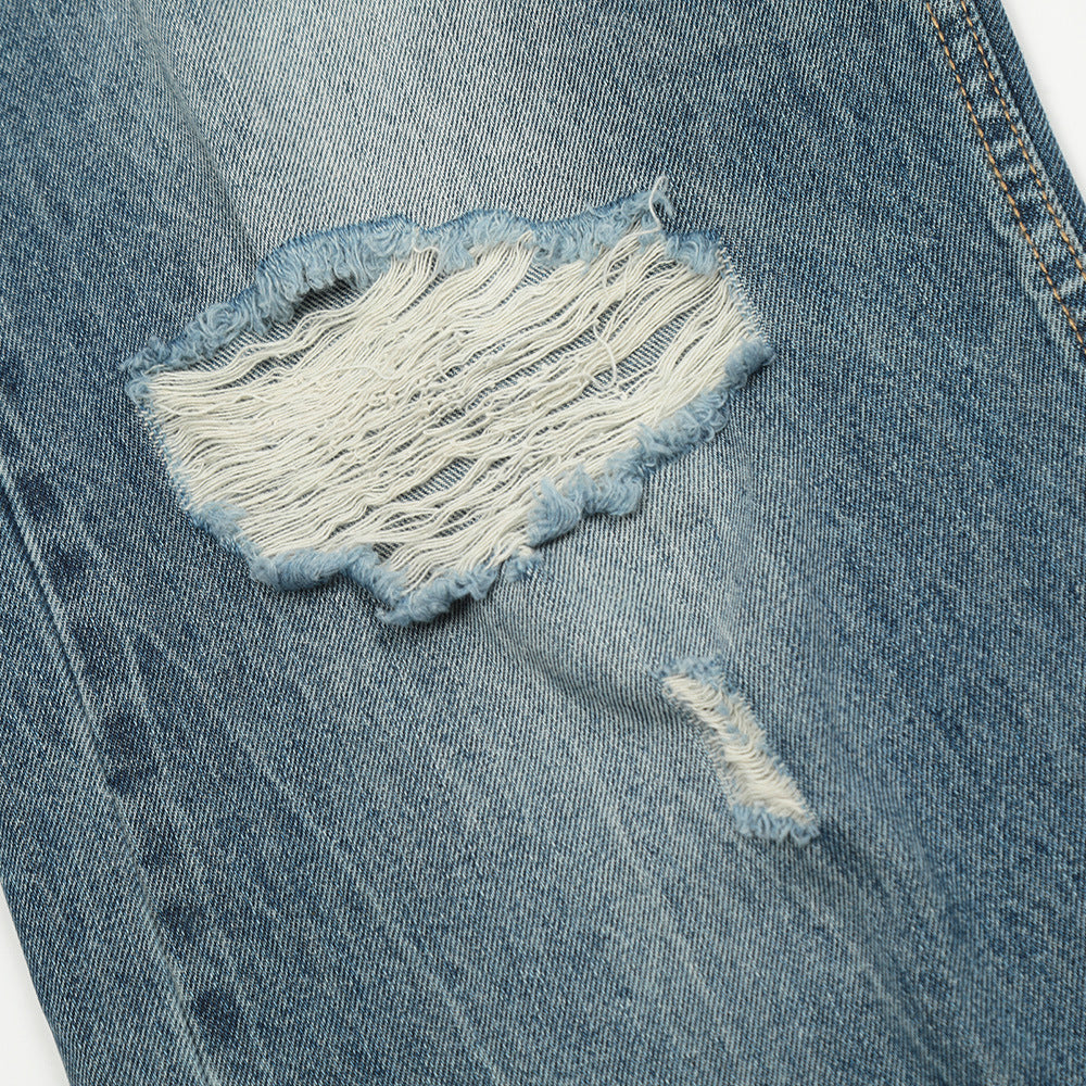 Gewassen en gerafelde jeans voor heren van het merk Street Tide