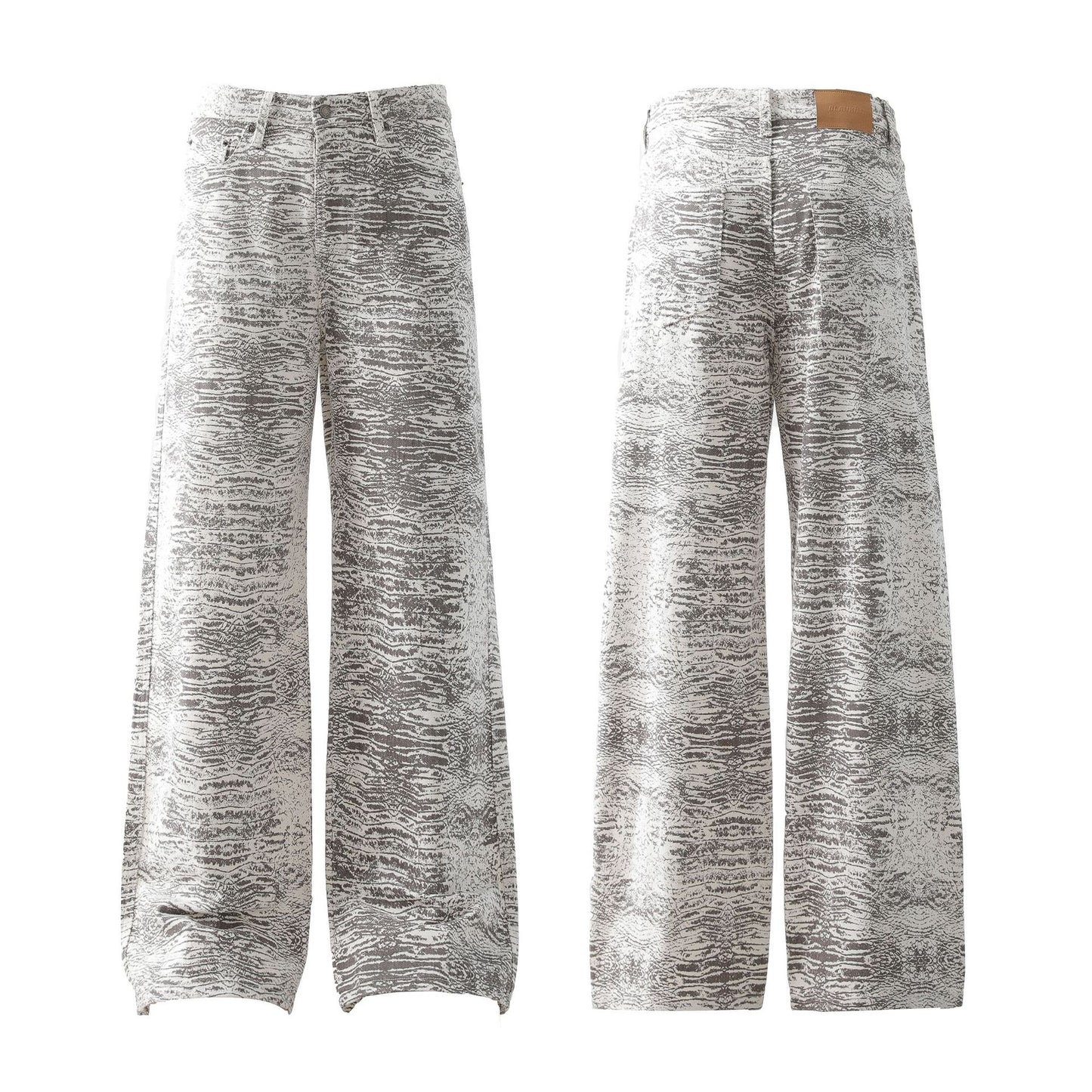 Retro Bootcut Denim Jeans with Snake Pattern