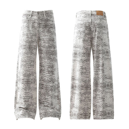 Retro Bootcut Denim Jeans with Snake Pattern
