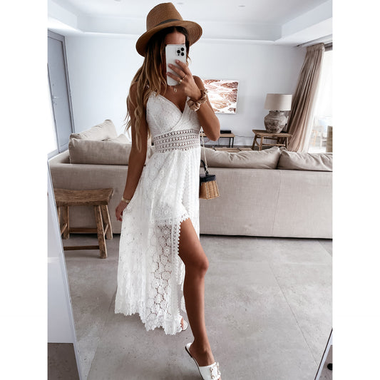 Sexy Strap Splicing Casual Jumpsuit INS Home Vacation Hollow-out Jumpsuit