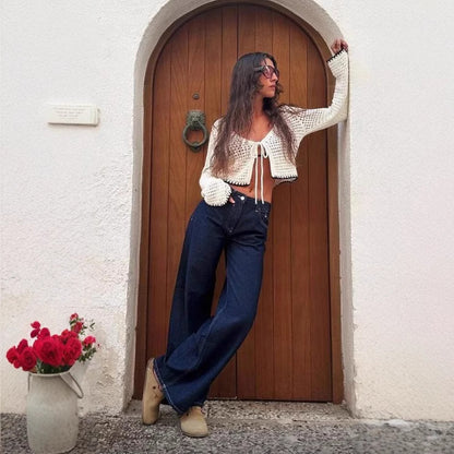 Dames losse jeans met rechte pijpen