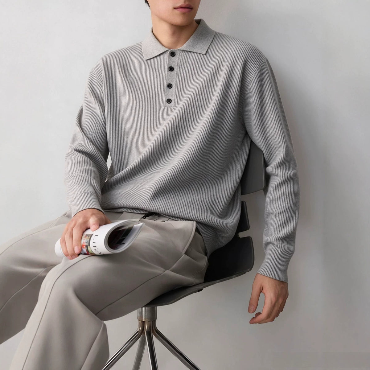 Mens Classic Polo Neck Knit Sweater