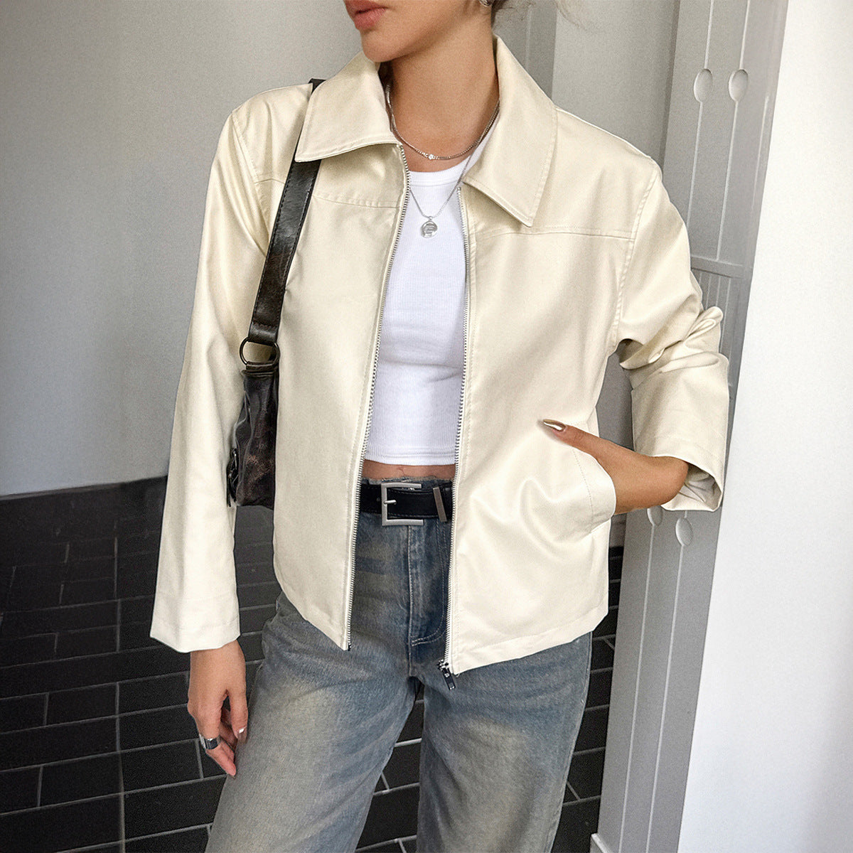 Dames PU-leren Jacket