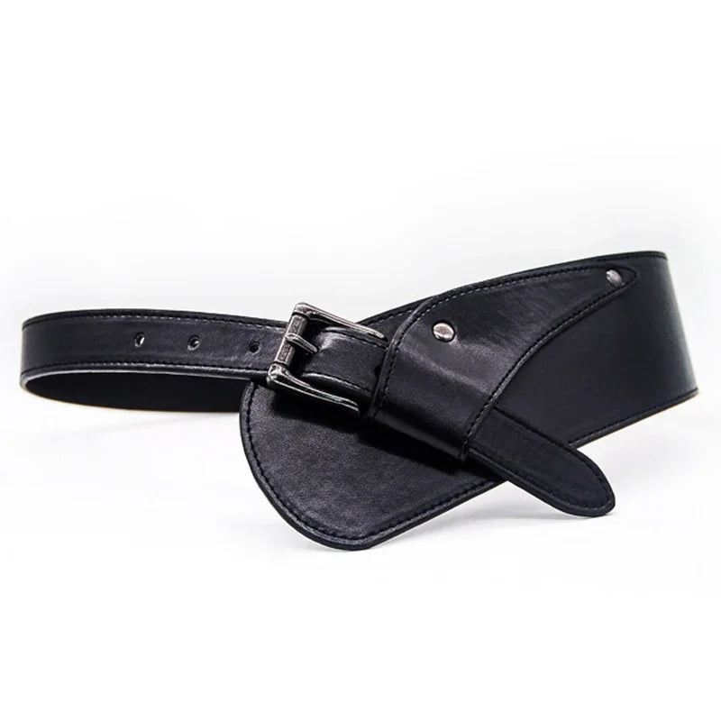 Women's New Wide Leather Belt Fashion Designer Metal Pin Buckle Tie  Leisure Belts for Ladies Wedding Dress Waistband