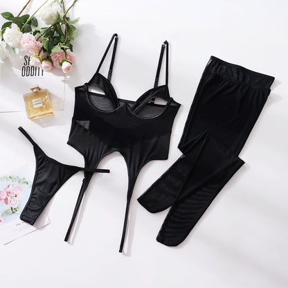 Mesh Lingerie One-Piece with Stockings