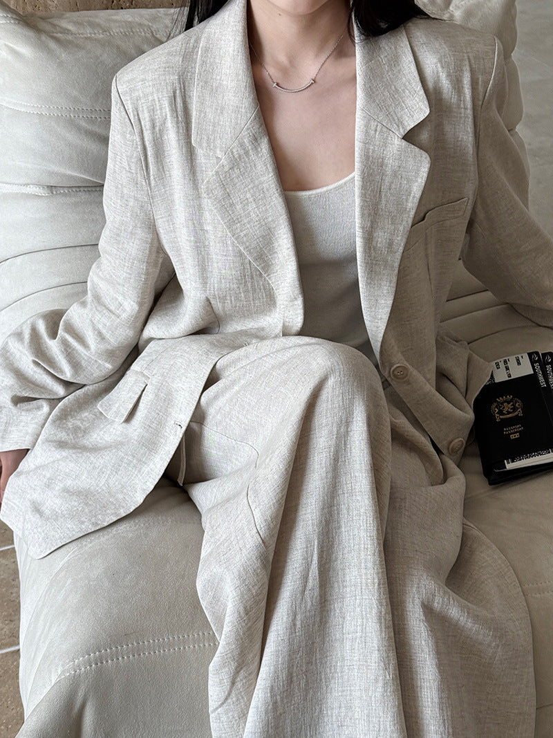 Womens Tencel Linen Blazer and Pants Set